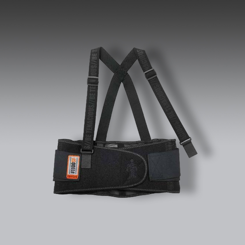fajas para la seguridad industrial faja de spandex negro con posicionadores y tirantes. modelo pc 0679 1n l marca ergodyne